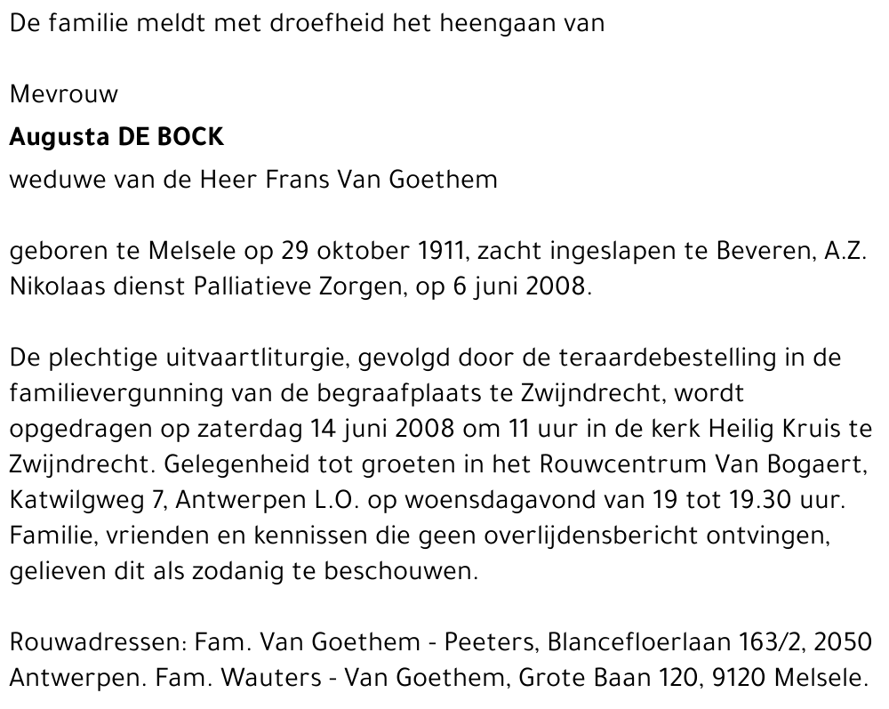 Augusta De Bock