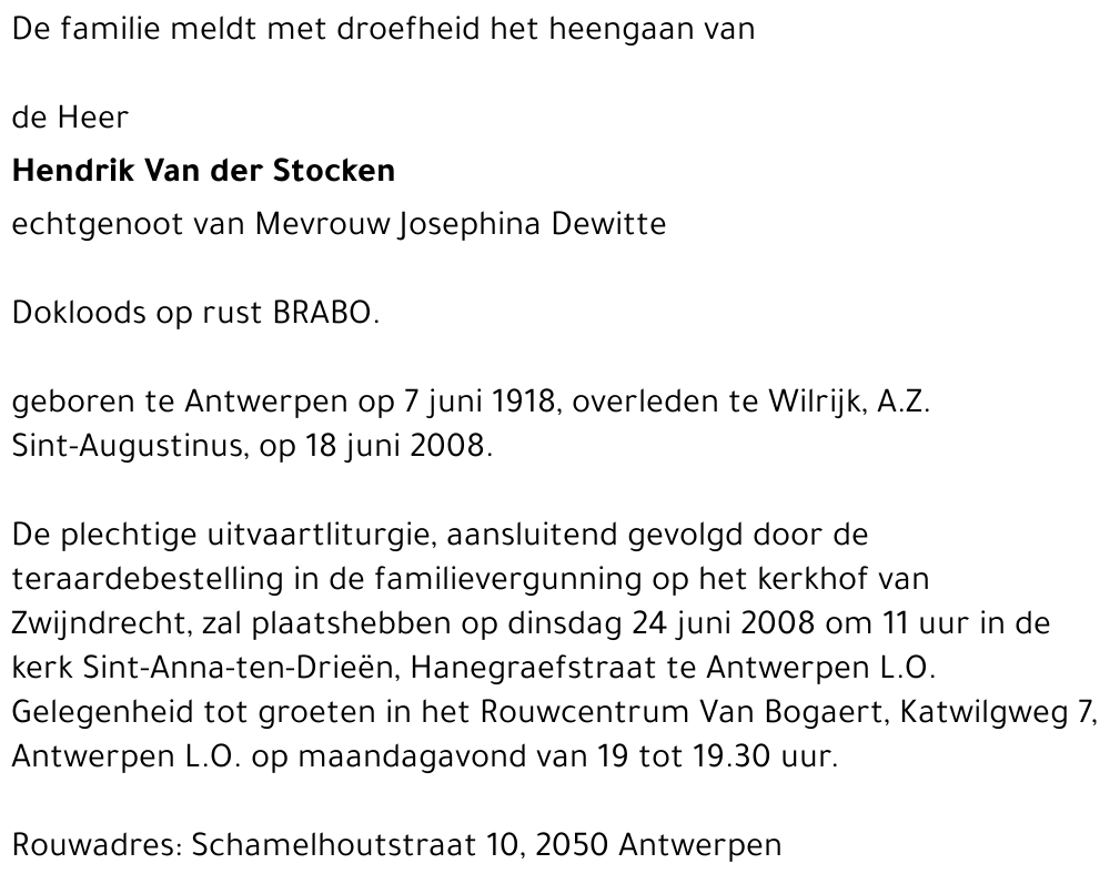 Hendrik Van der Stocken