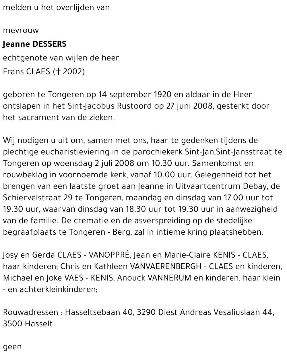 Jeanne DESSERS