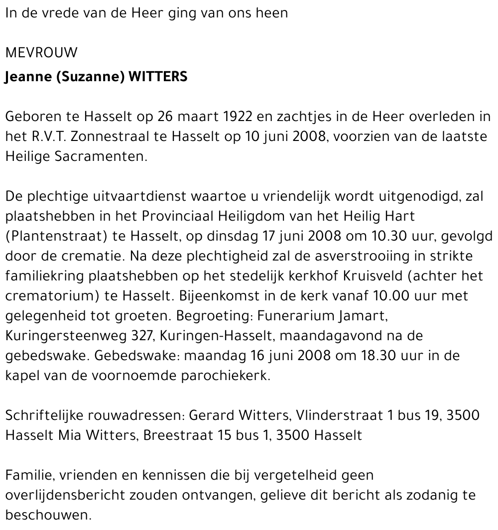 Jeanne (Suzanne) Witters