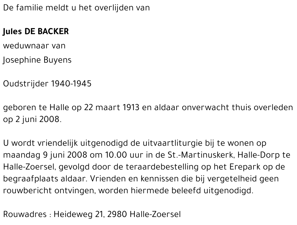 Jules DE BACKER