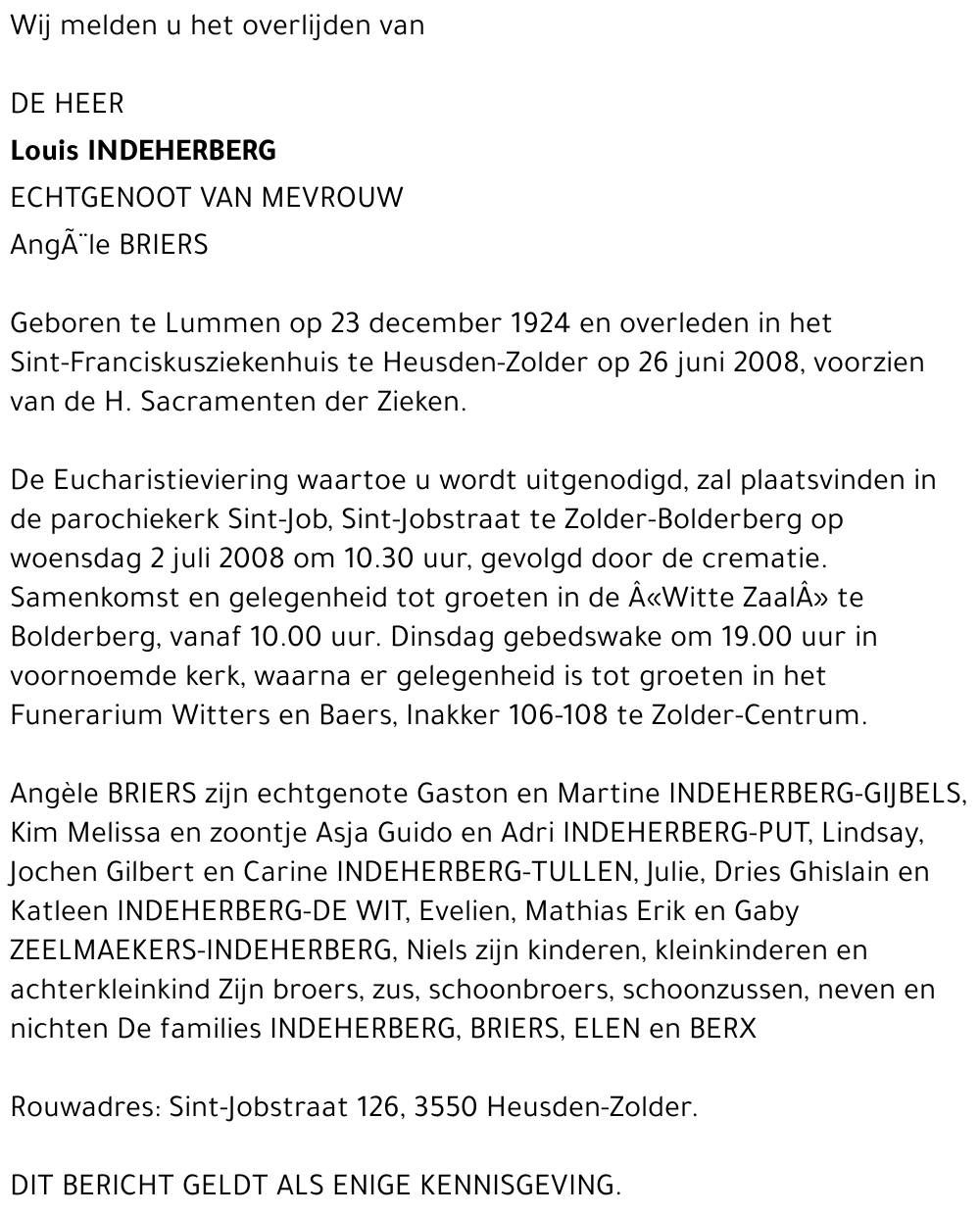 Louis Indeherberg