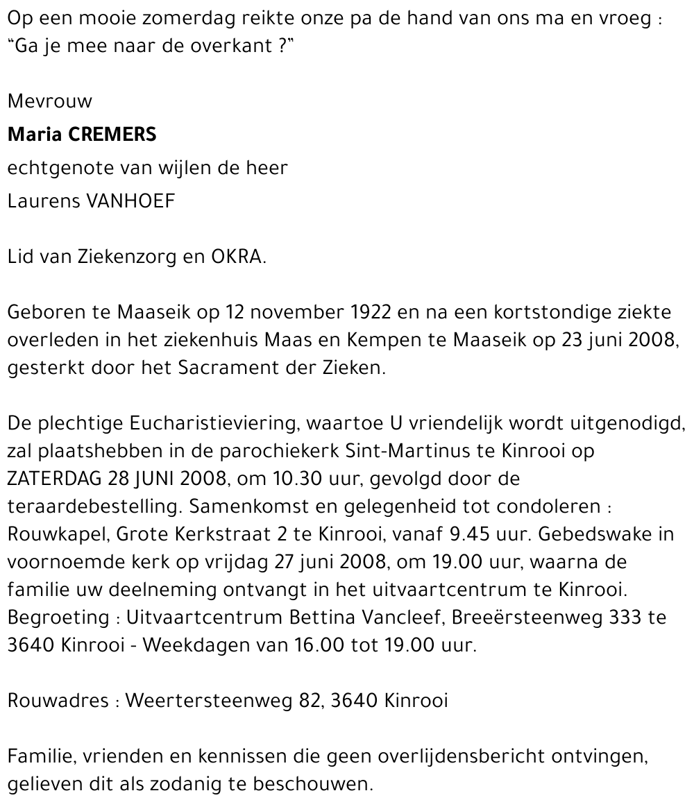 Maria Cremers