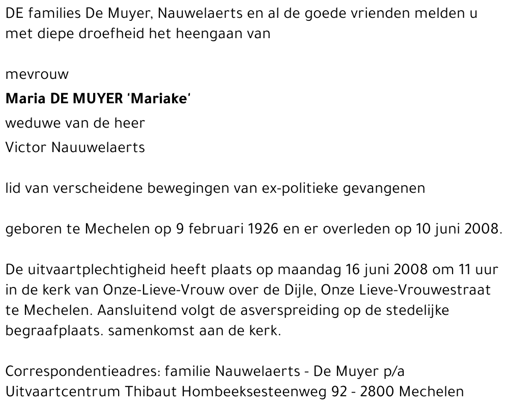 Maria De Muyer