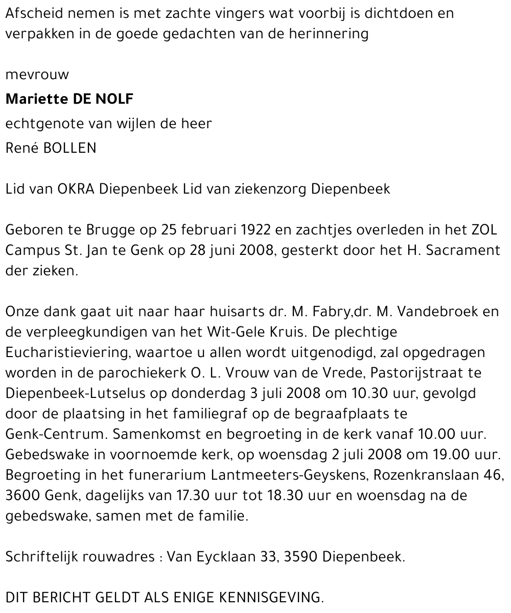 Mariette DE NOLF
