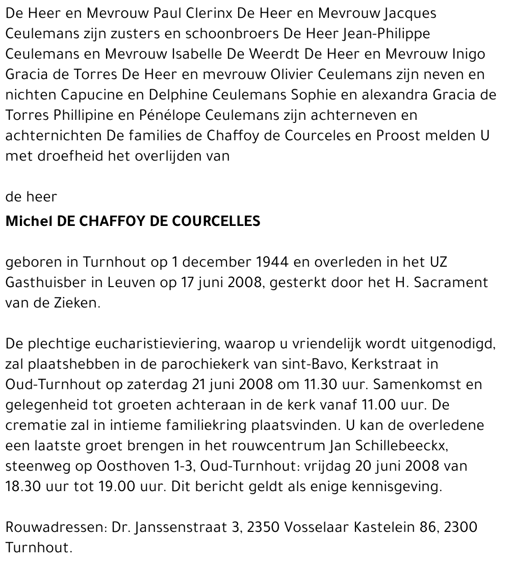 Michel DE Chaffoy de Courcelles