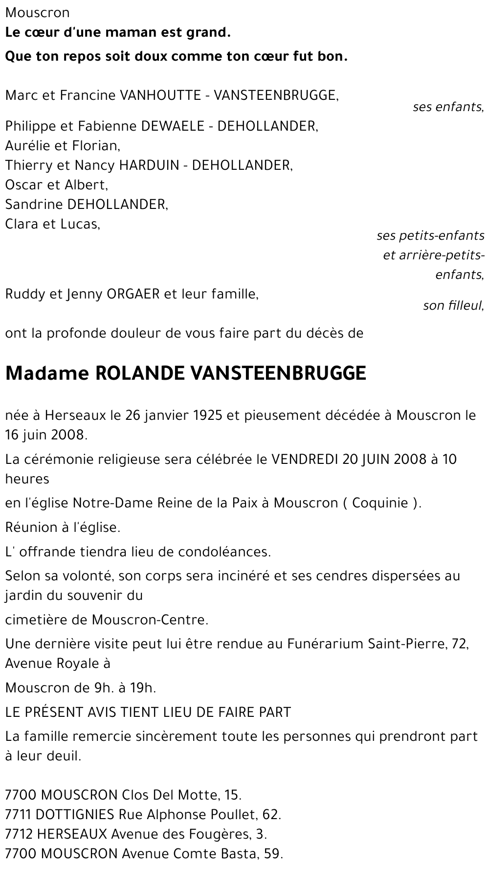 ROLANDE VANSTEENBRUGGE