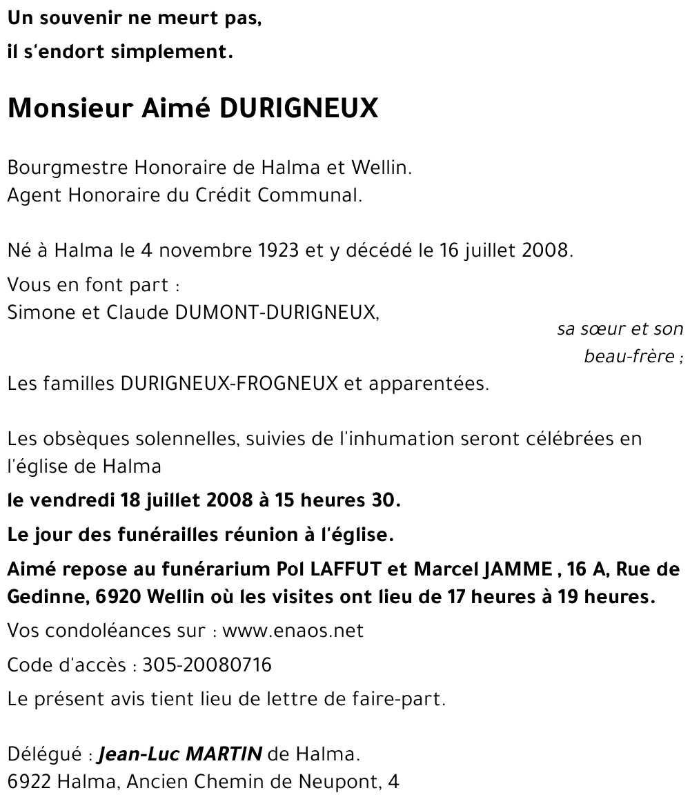 Aimé DURIGNEUX