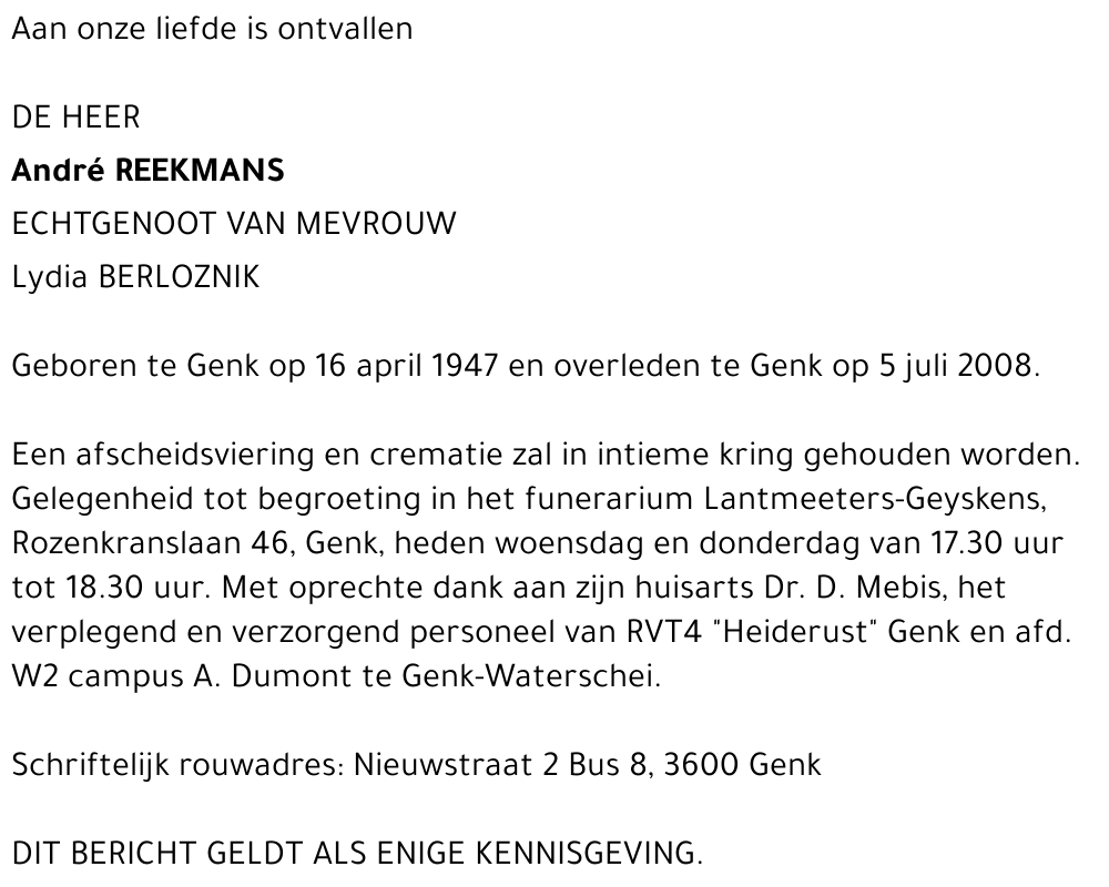 André REEKMANS