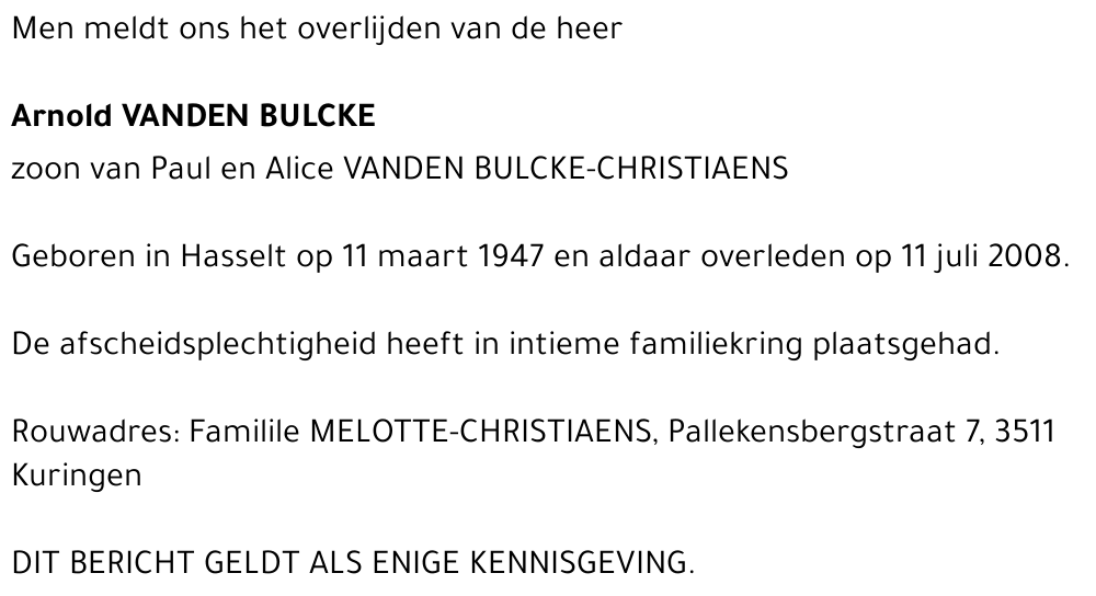 Arnold Vanden Bulcke