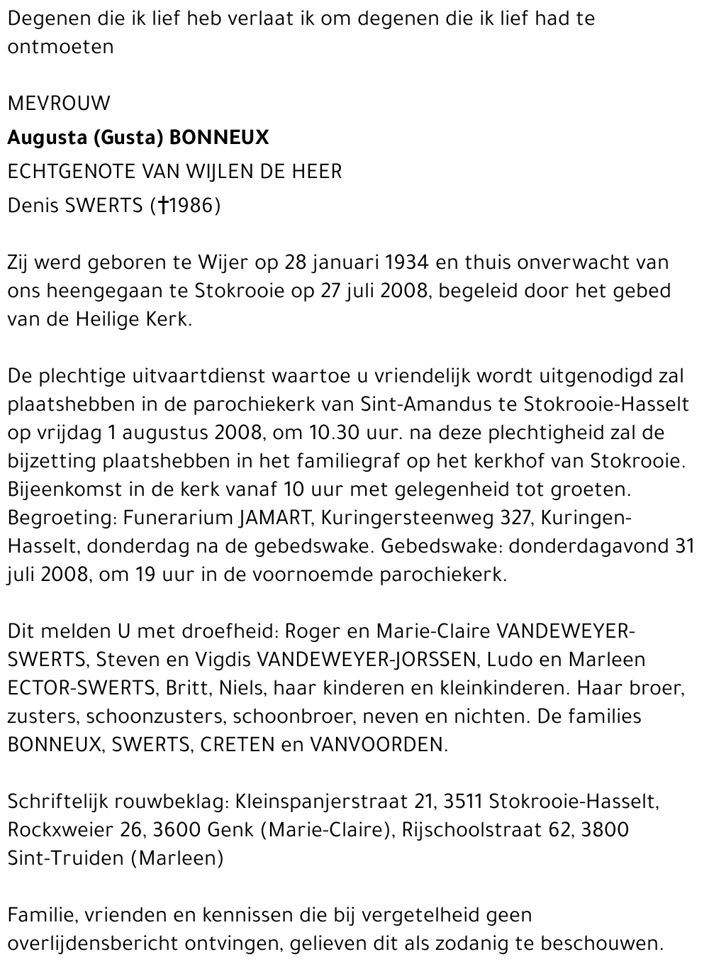 Augusta (Gusta) BONNEUX