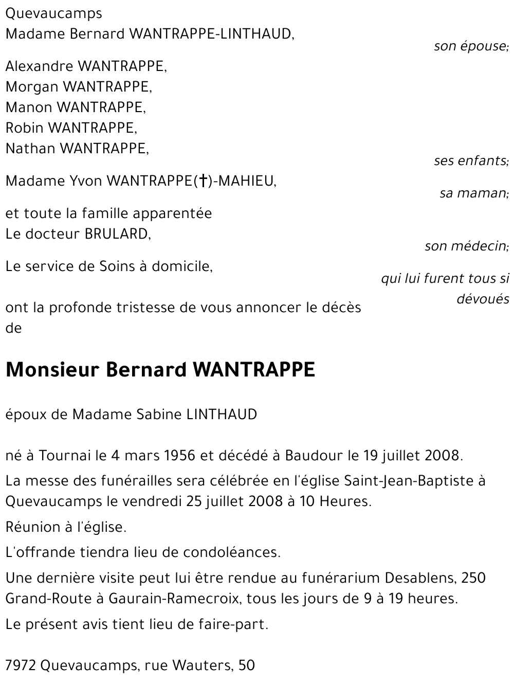 Bernard WANTRAPPE