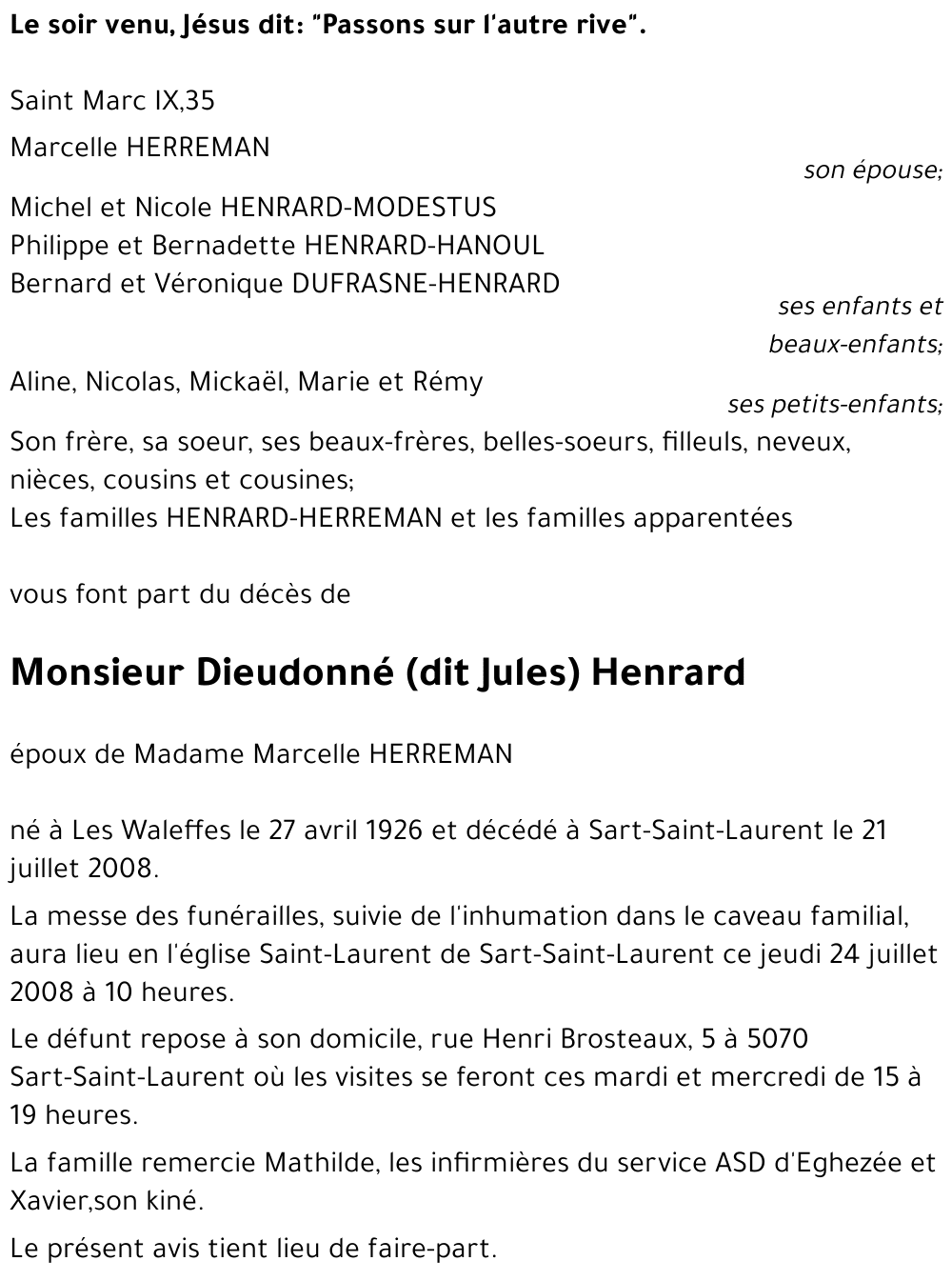 Dieudonné (dit Jules) Henrard