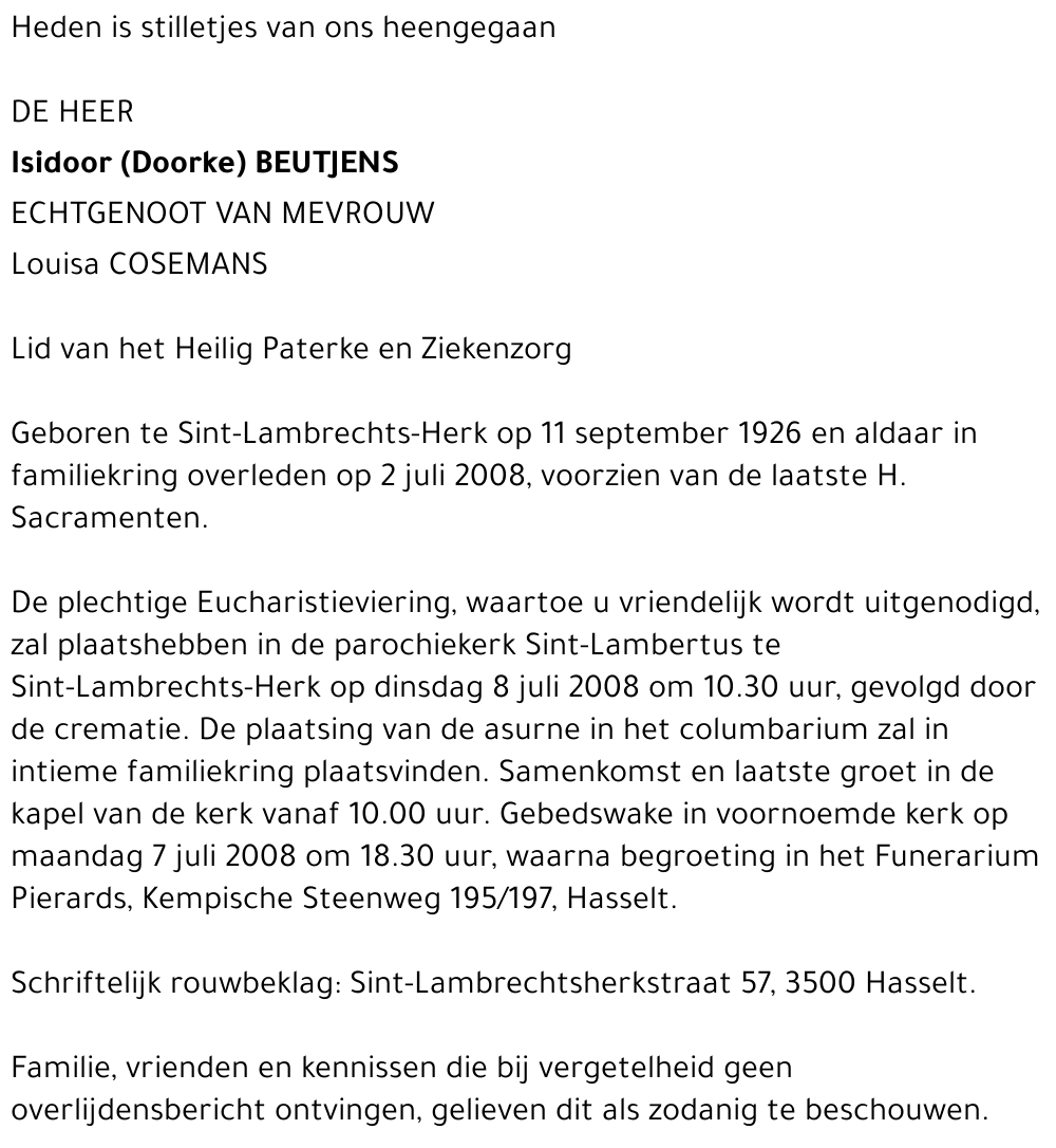 Isidoor (Doorke) Beutjens