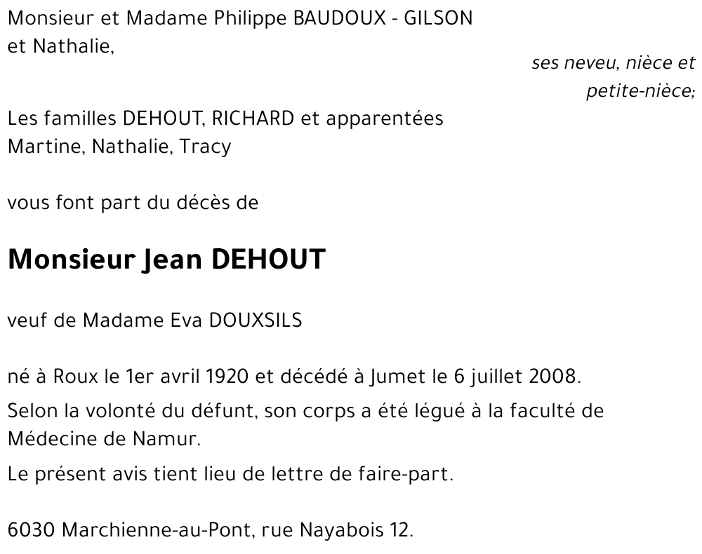 Jean DEHOUT