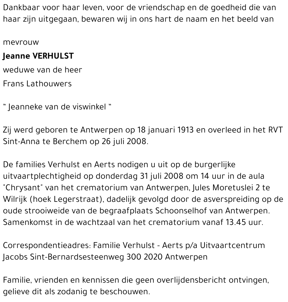 JEANNE VERHULST