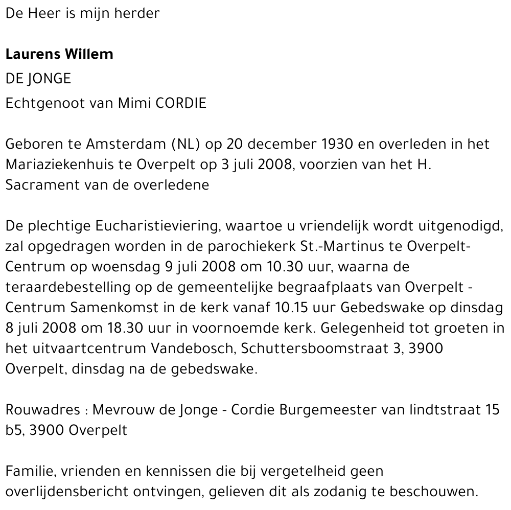 Laurens, Willem de Jonge