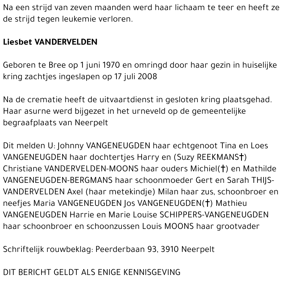 Liesbet VANDERVELDEN