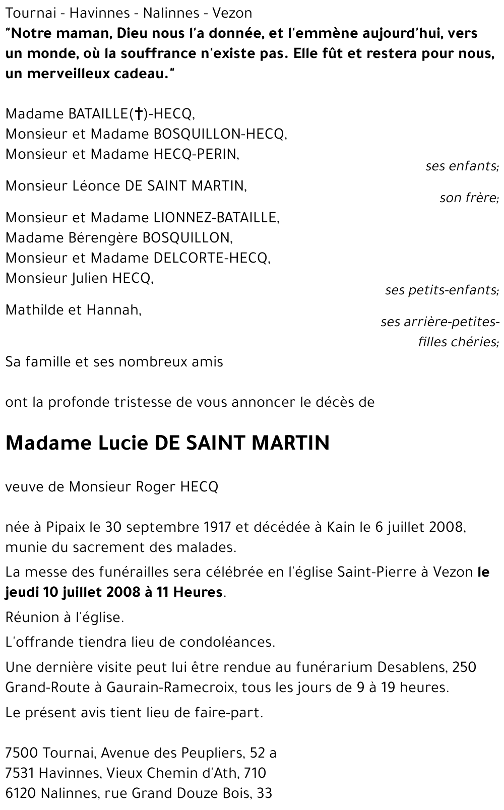 Lucie DE SAINT MARTIN
