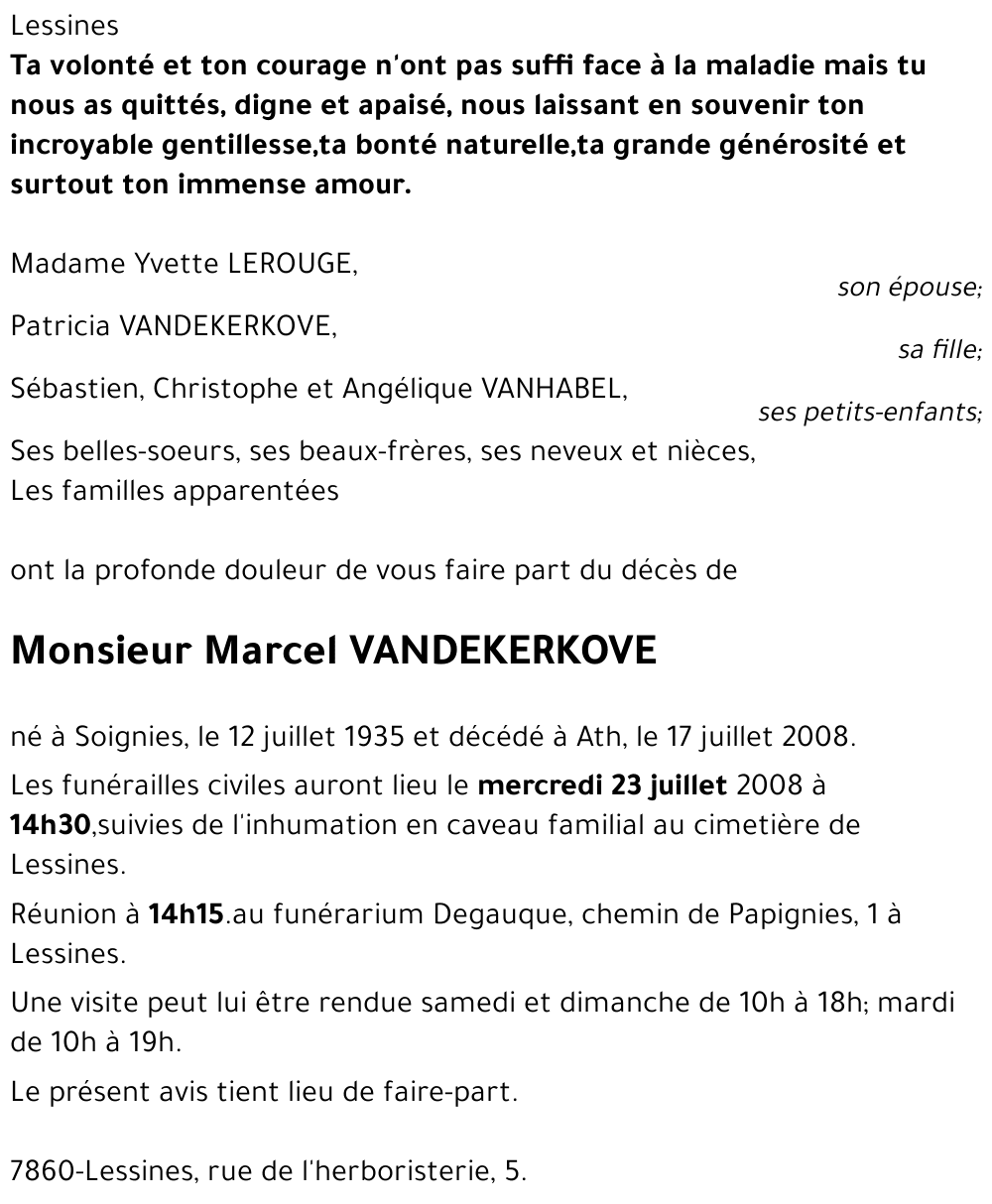 Marcel VANDEKERKOVE