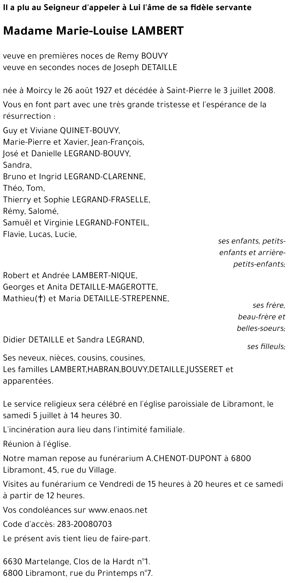 Marie-Louise LAMBERT