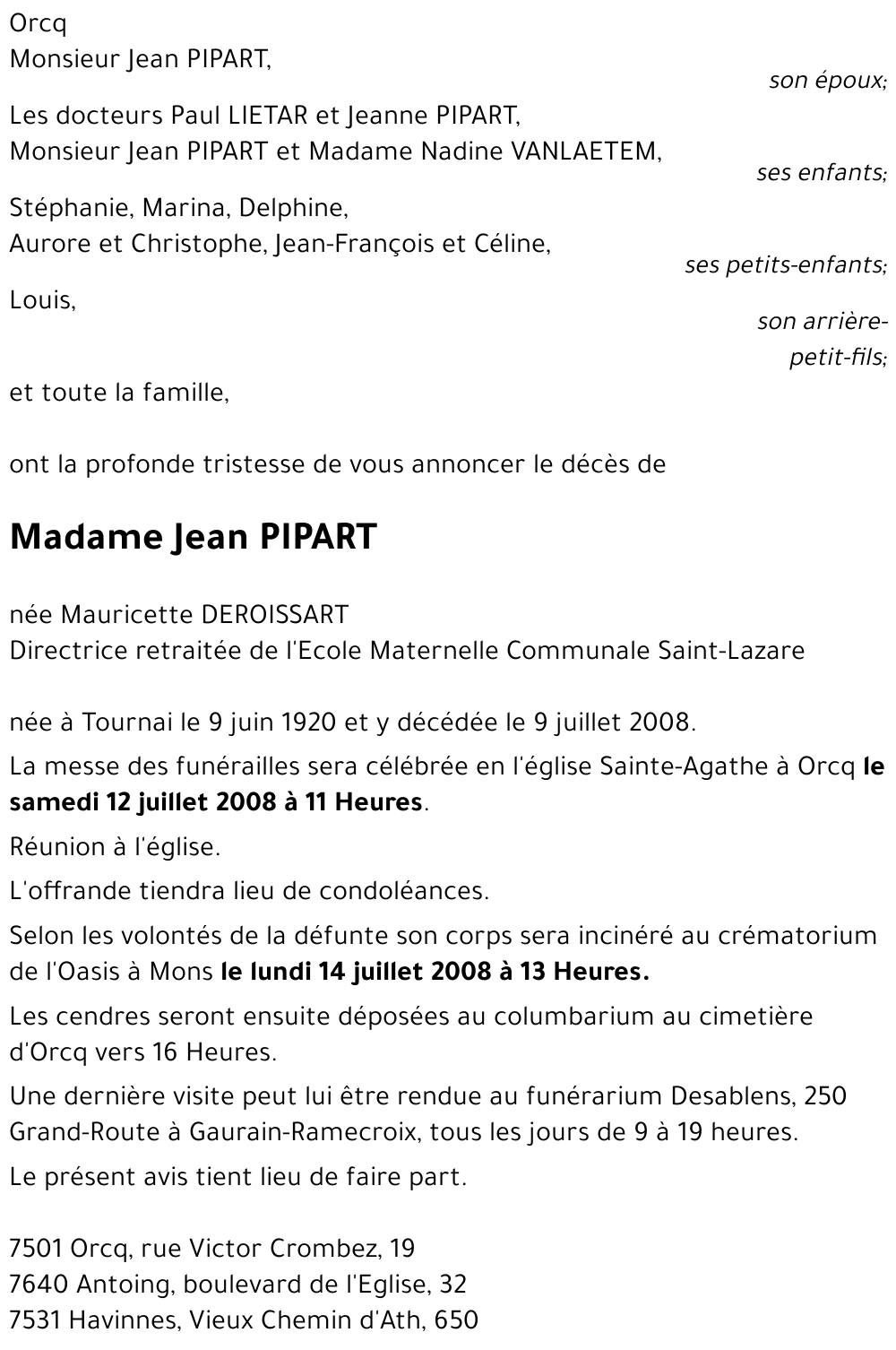 Mauricette DEROISSART