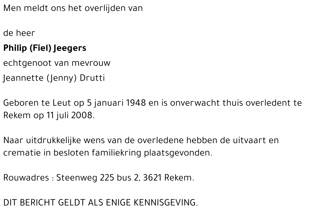 Philip (Fiel) Jeegers