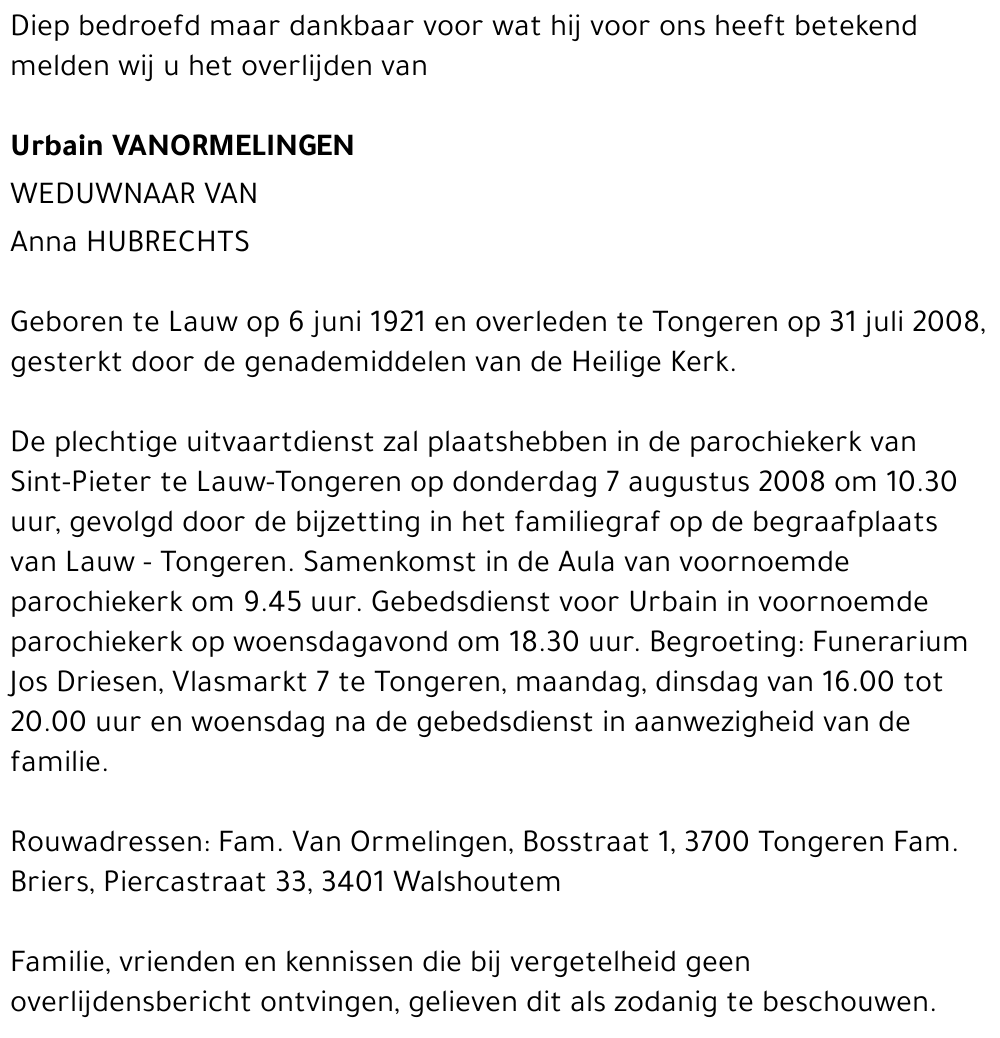 Urbain Vanormelingen