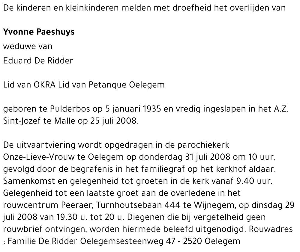 Yvonne Maria PAESHUYS