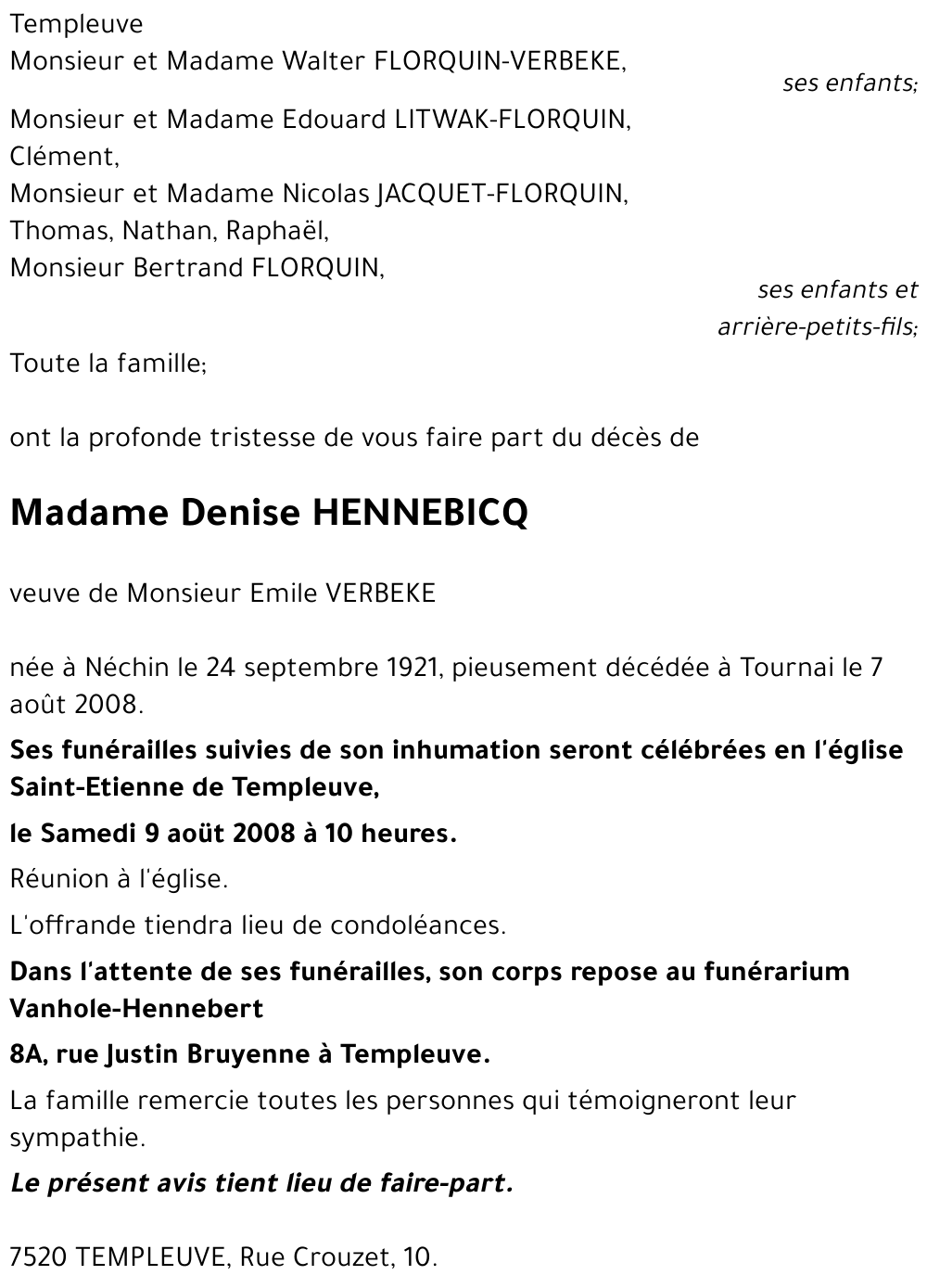 Denise HENNEBICQ