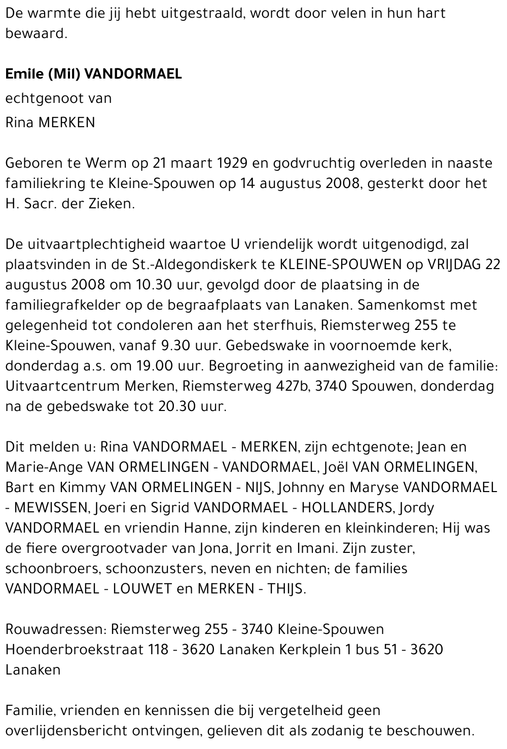 Emile (Mil) Vandormael