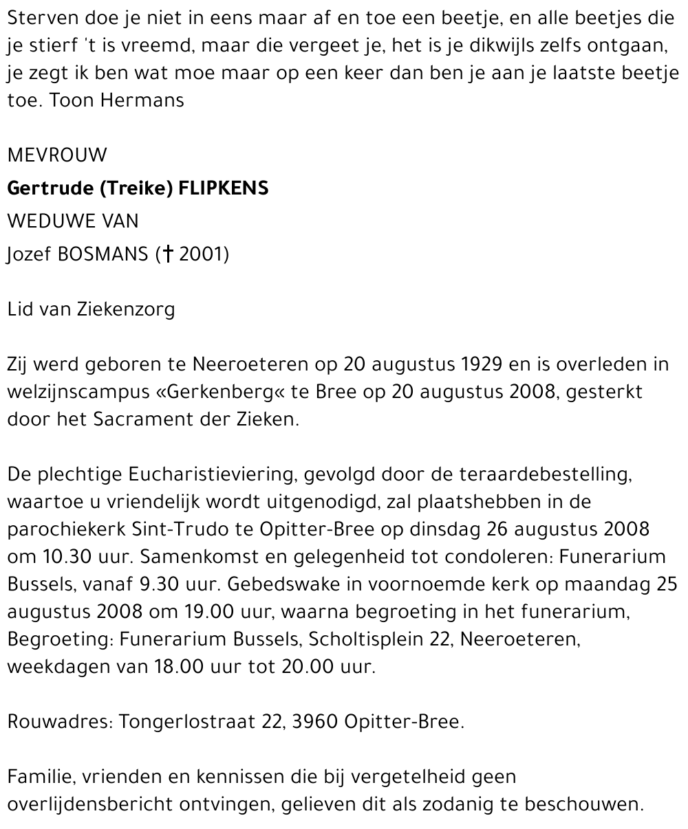 Gertrude (Treike) Flipkens