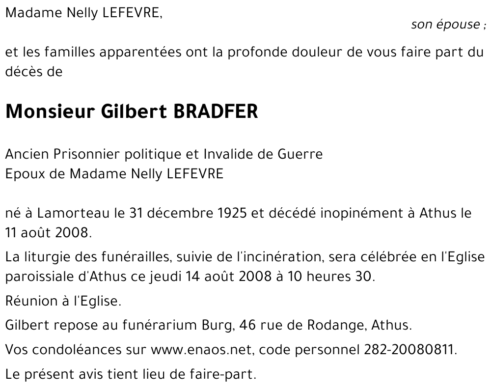 Gilbert BRADFER