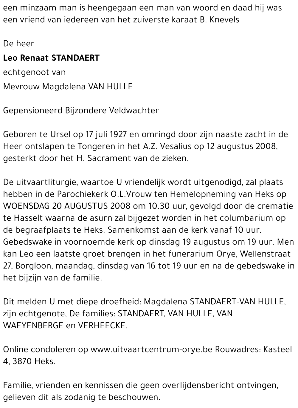 Leo Renaat Standaert