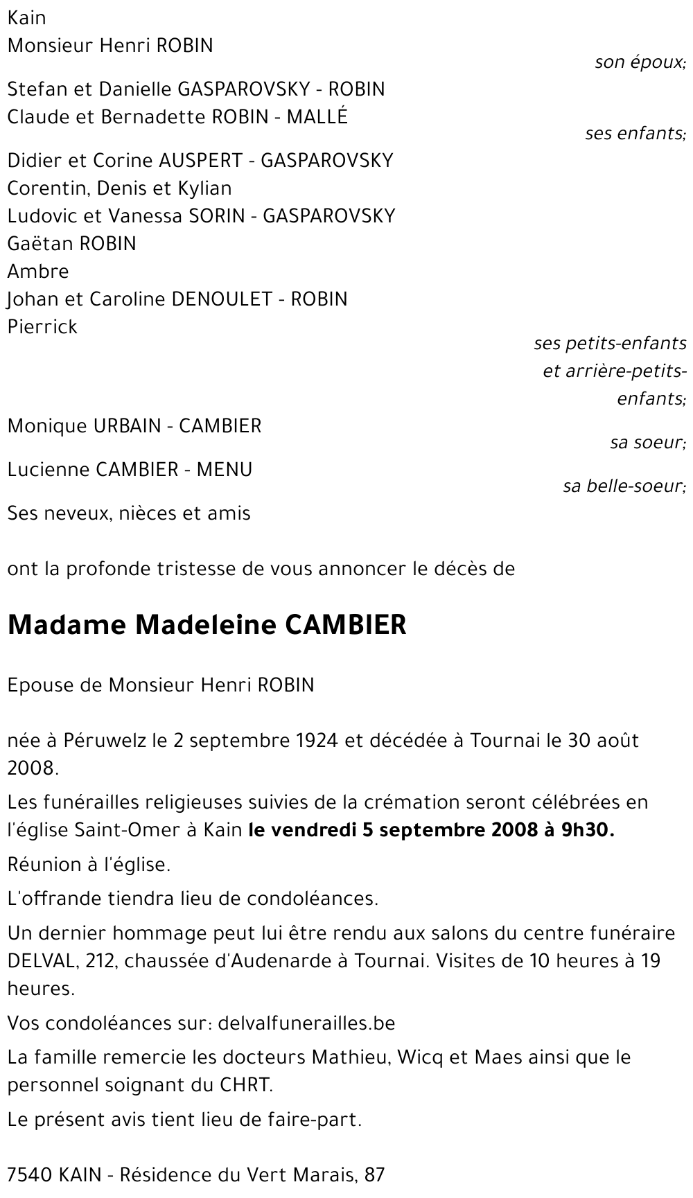 Madeleine CAMBIER
