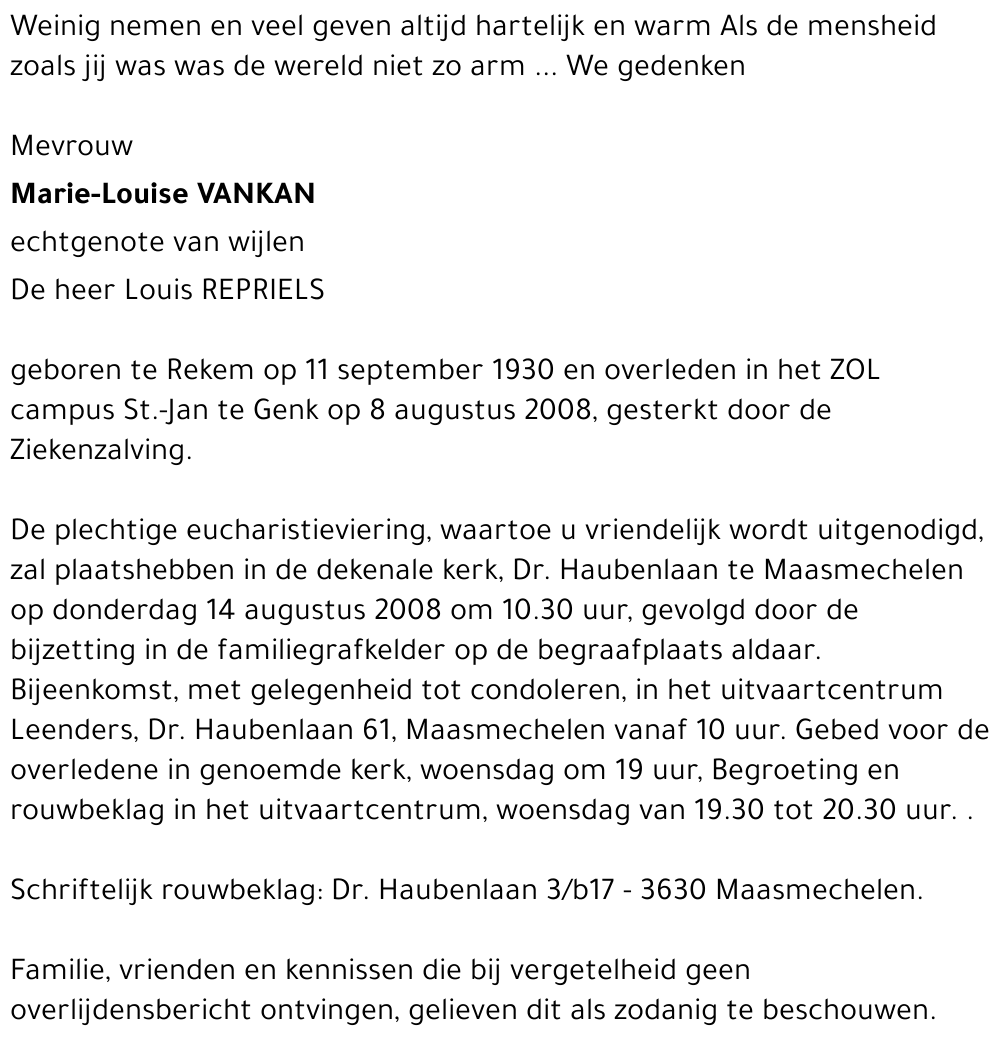 Marie-Louise VANKAN