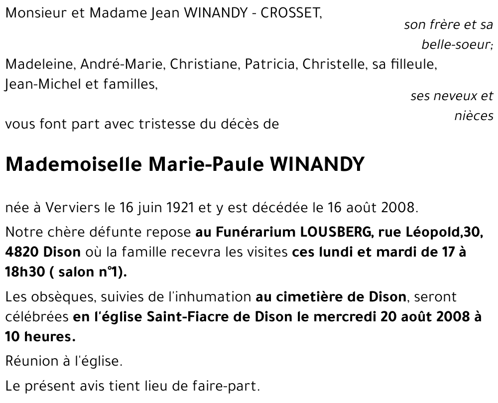 Marie-Paule WINANDY