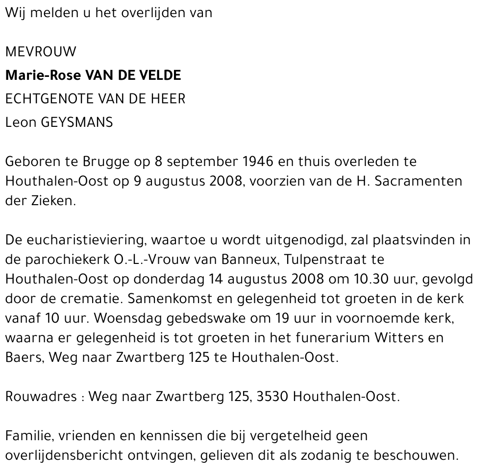 Marie-Rose Van de Velde