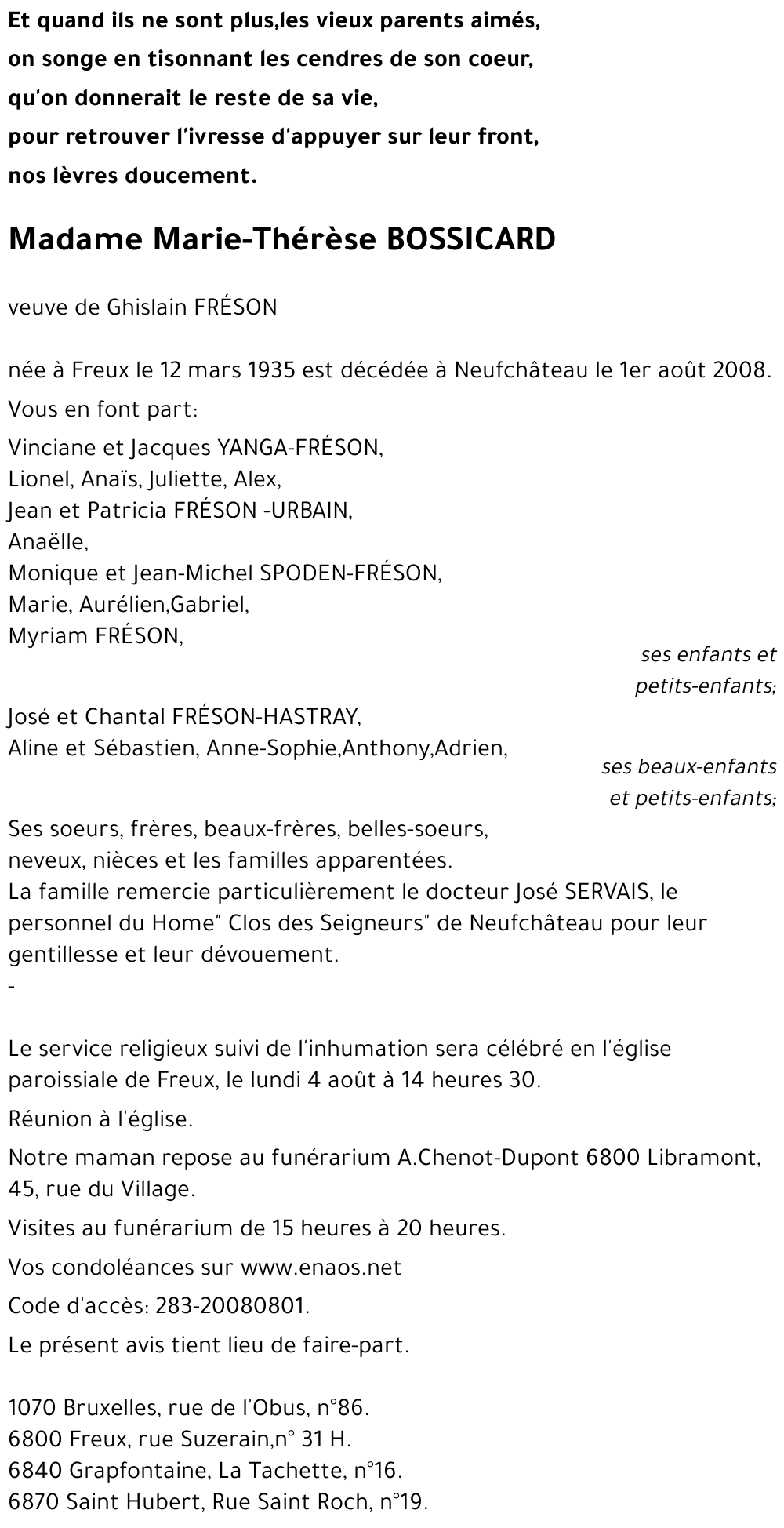 Marie-Thérèse BOSSICARD