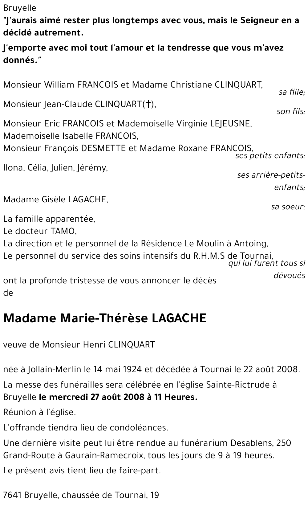 Marie-Thérèse LAGACHE