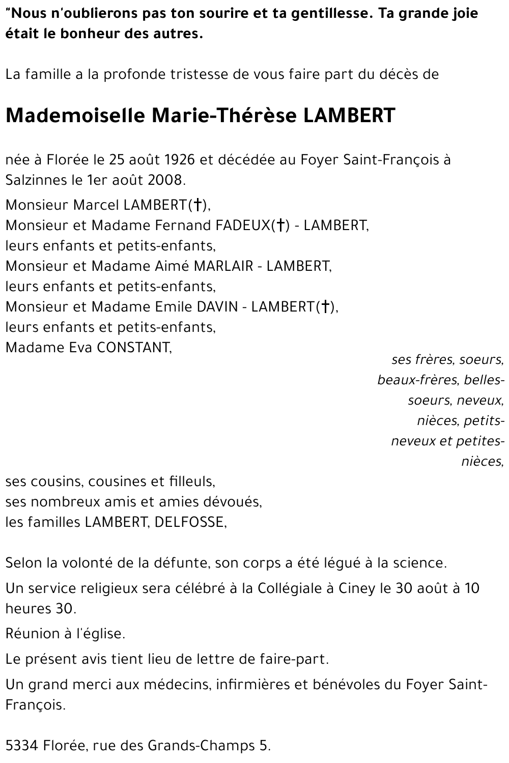 Marie-Thérèse LAMBERT