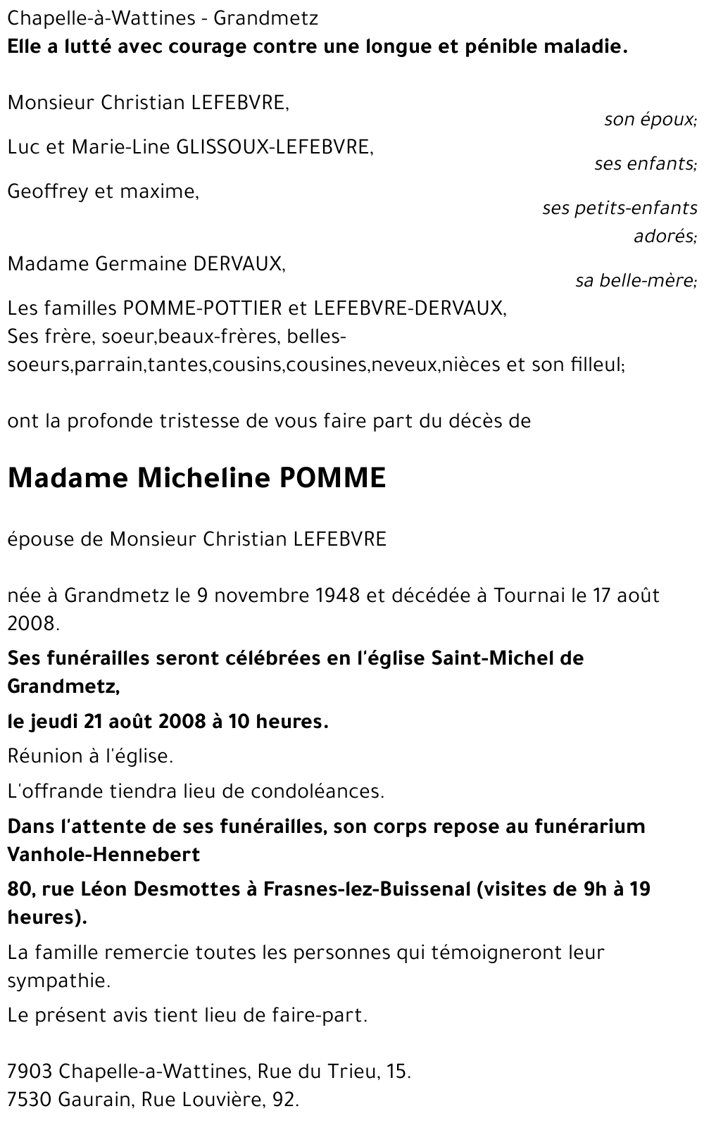 Micheline POMME