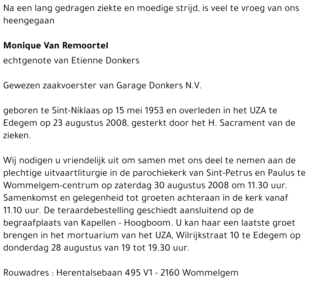 Monique Van Remoortel