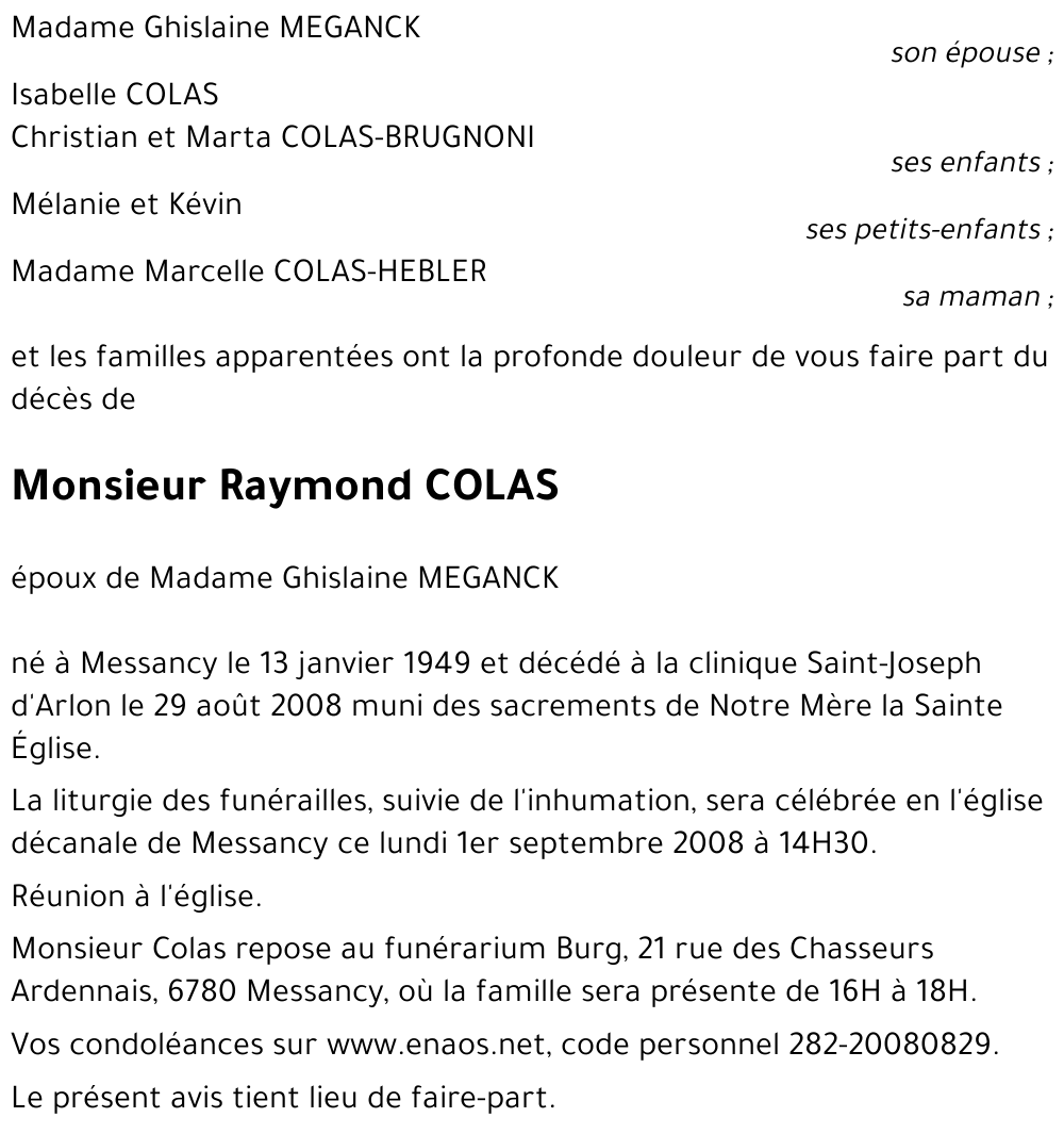 Raymond COLAS