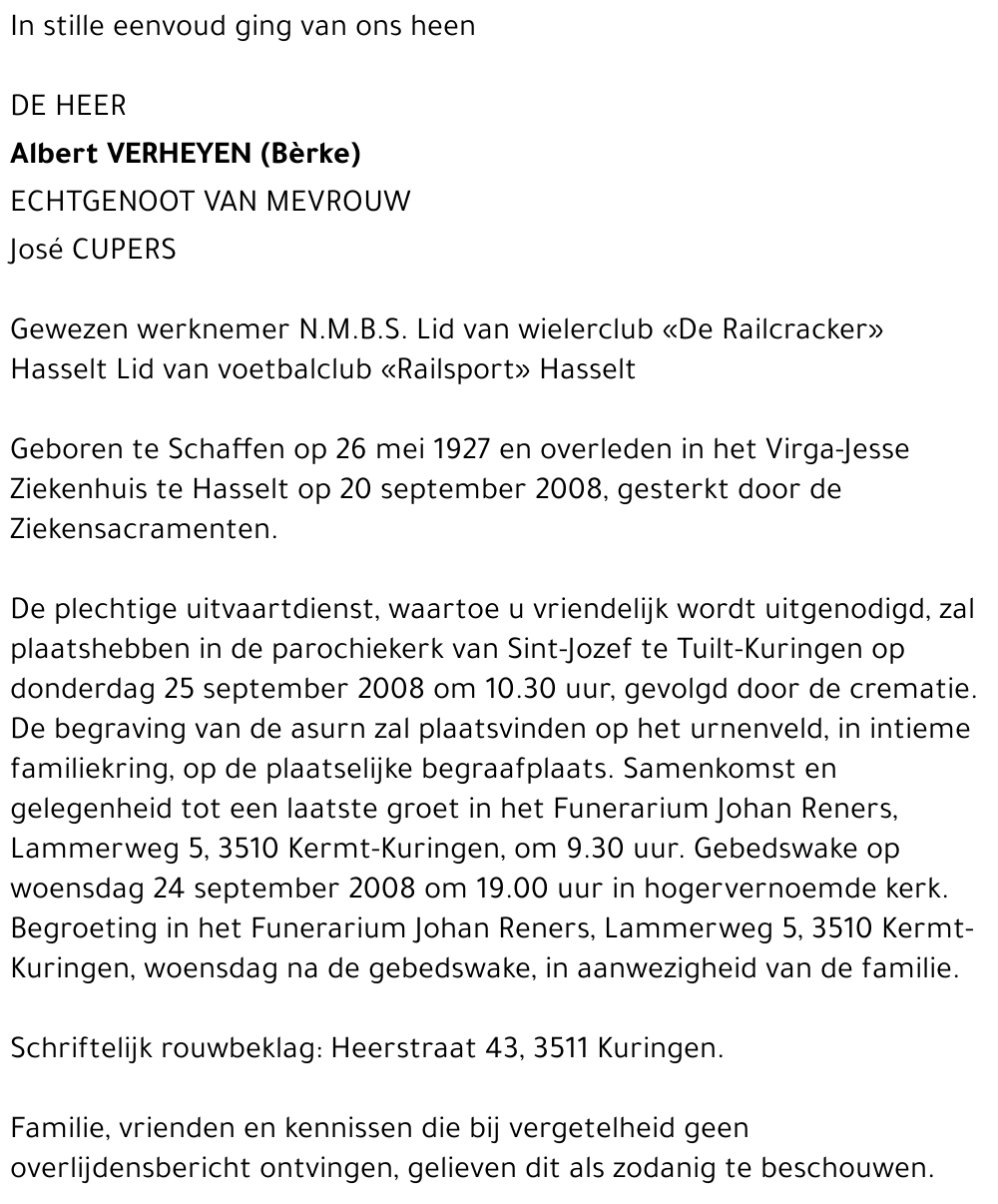 Albert (Bèrke) Verheyen