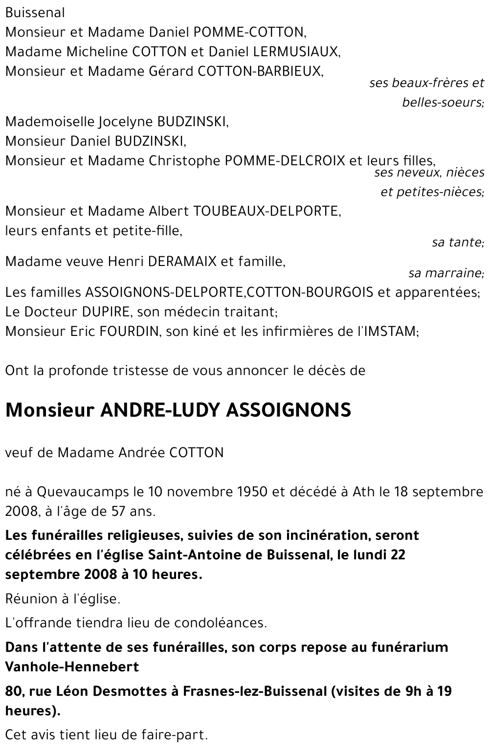 ANDRE-LUDY ASSOIGNONS