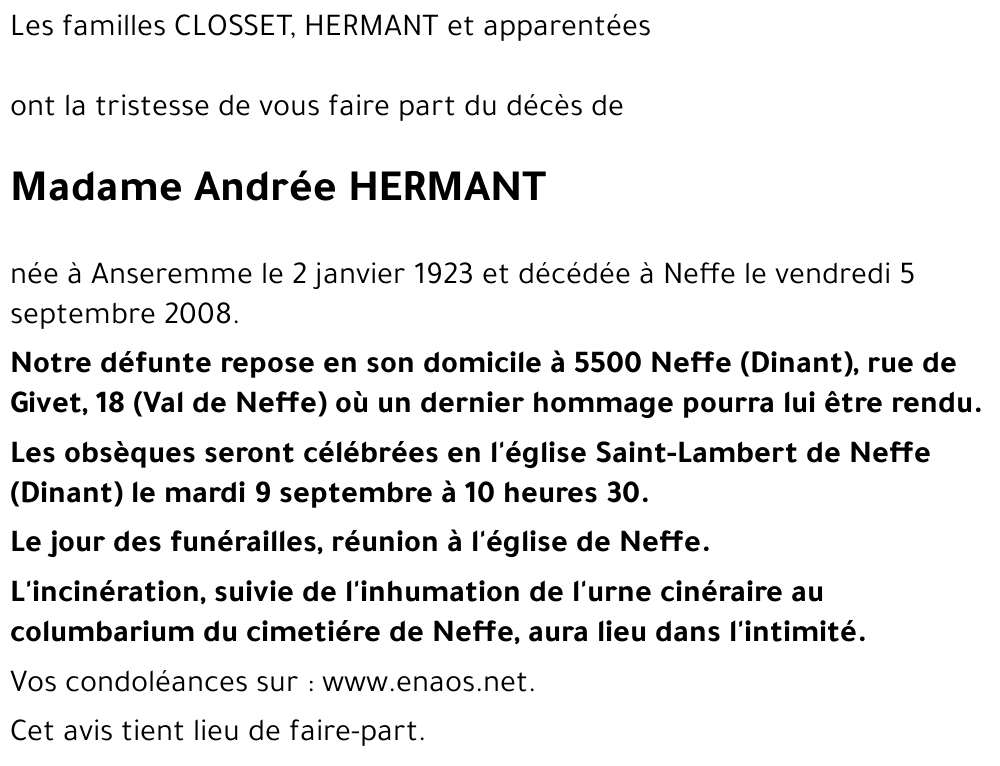 Andrée HERMANT