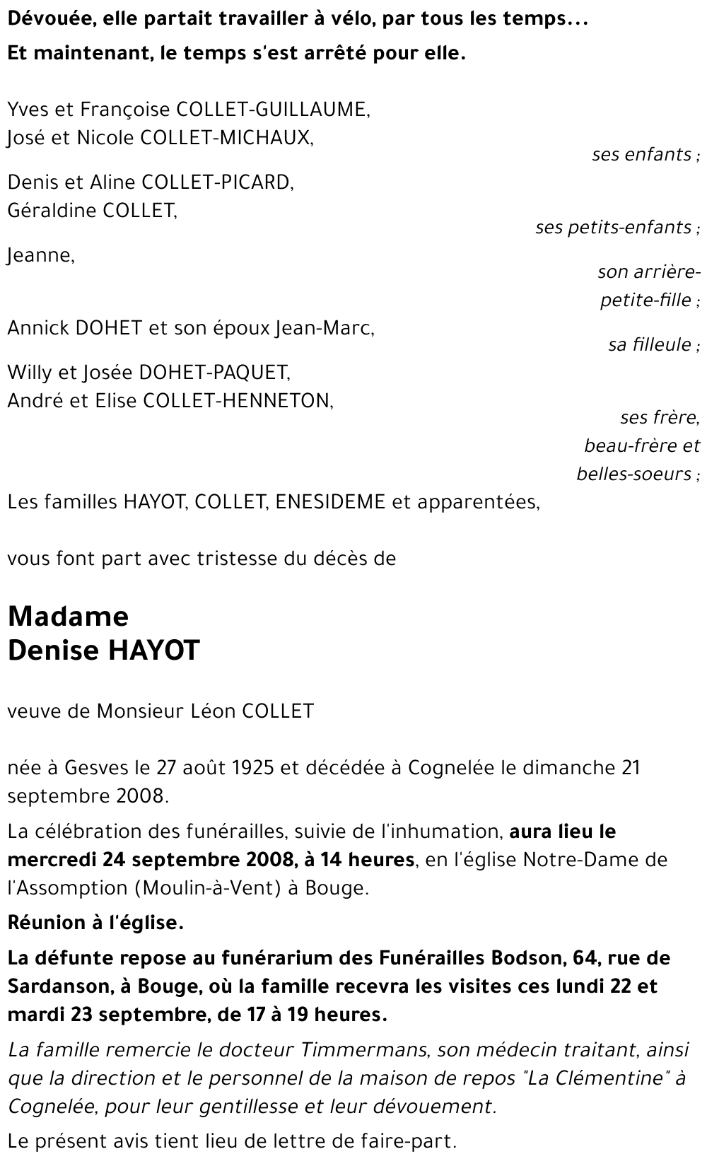 Denise HAYOT