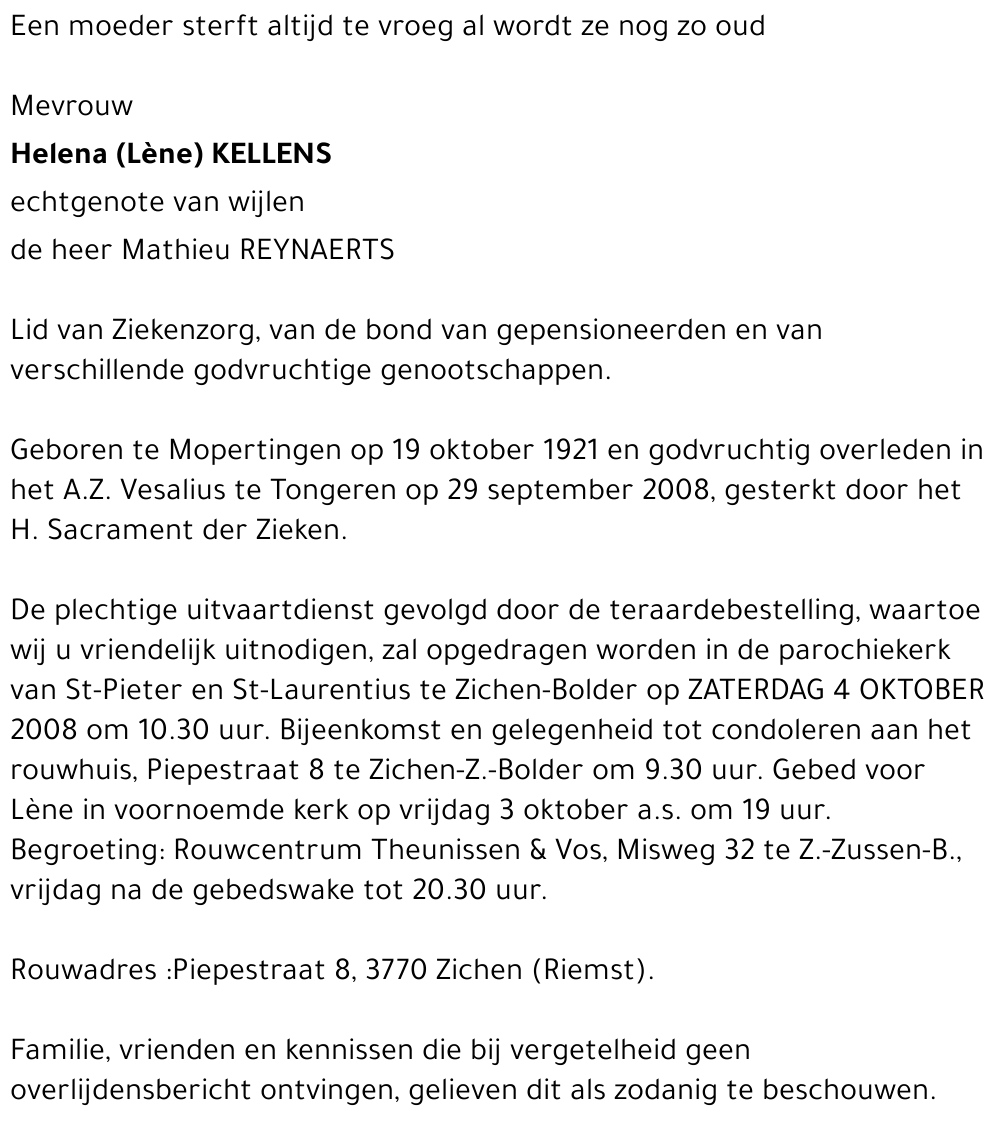 Helena (Lène) Kellens