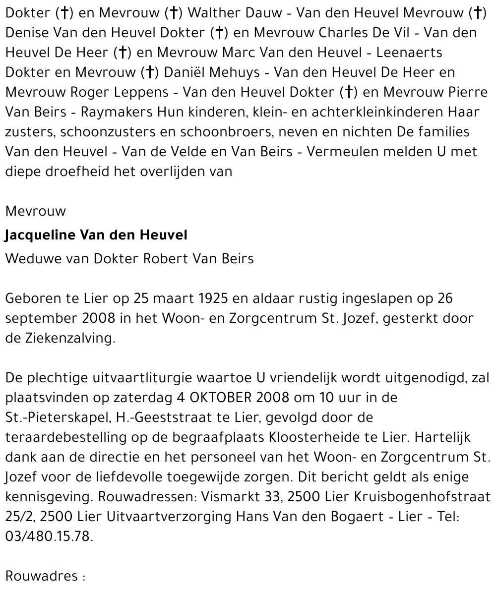 Jacqueline VAN DEN HEUVEL